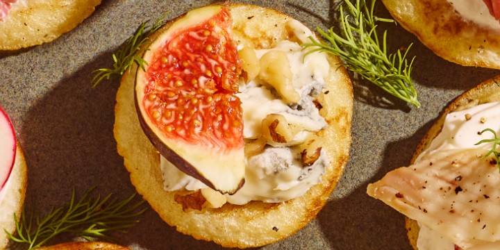 Blini’s met gorgonzola en vijg